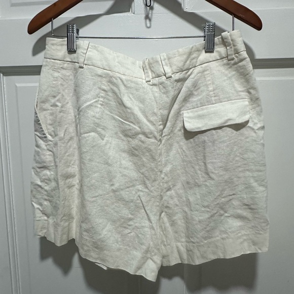 Zara Cream off White Button-Up Linen Blend Shorts Size Large coastal beach prep - Picture 5 of 6